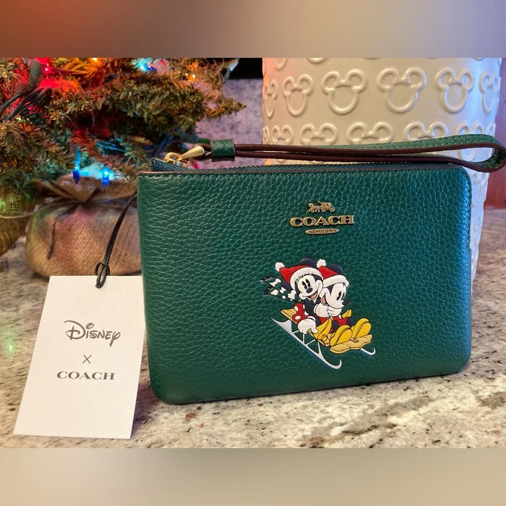 Disney X Coach Corner Zip Wristlet With Sled Motif - NWT - Picture 2 of 8